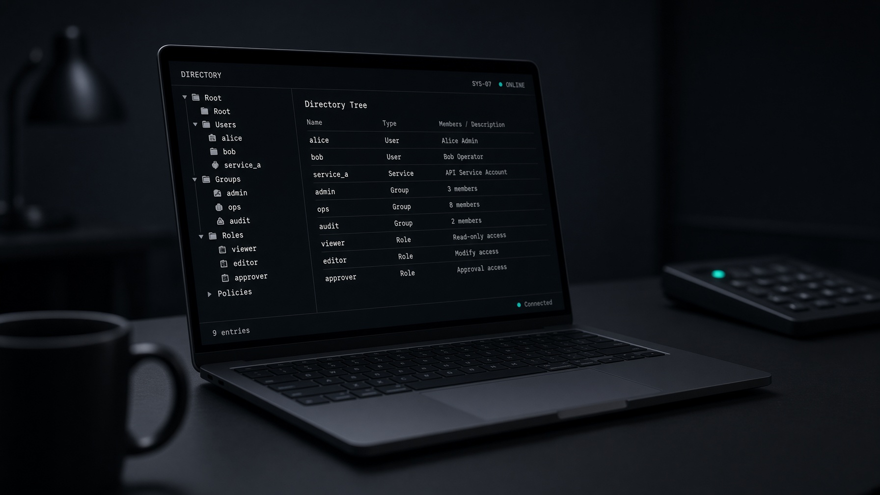 LabLDAP directory console on a laptop